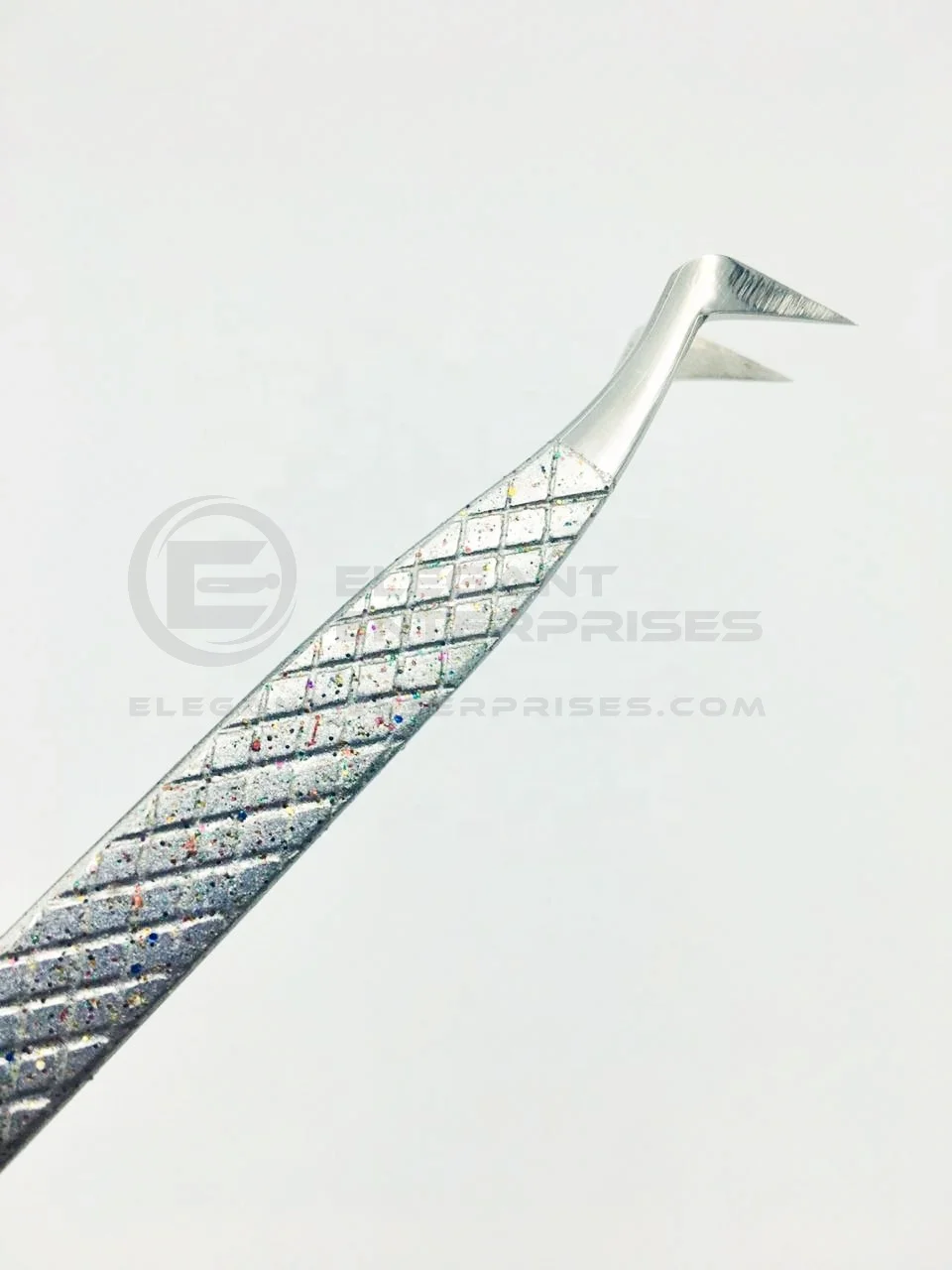 Glitter Russian Volume L Type Diamond Grip Eyelash Extension Tweezers