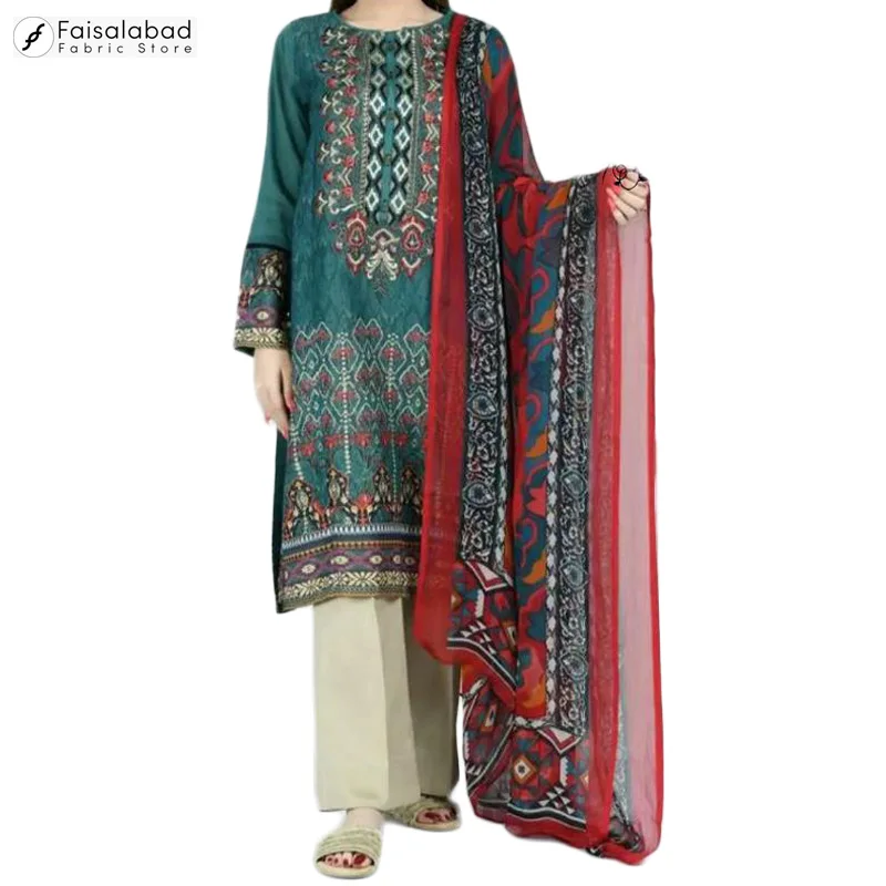 Сшитый/непрошитый полностью вышитый 3 шт пакистанский газон salwar kameez wit шифон dupatta для женщин 2021