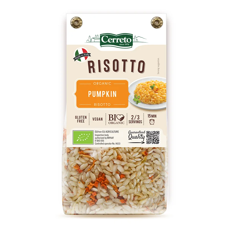High Italian Quality Organic 210g Pumpkin Risotto fast cooking Ready to cook