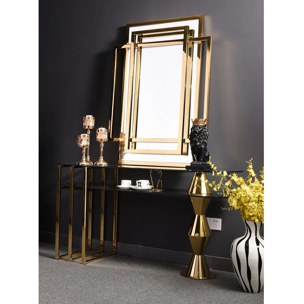 Chromed Stainless Steel Frame Living Room Furniture Fixed Top Table Contemporary Modern KIMAS Mirror