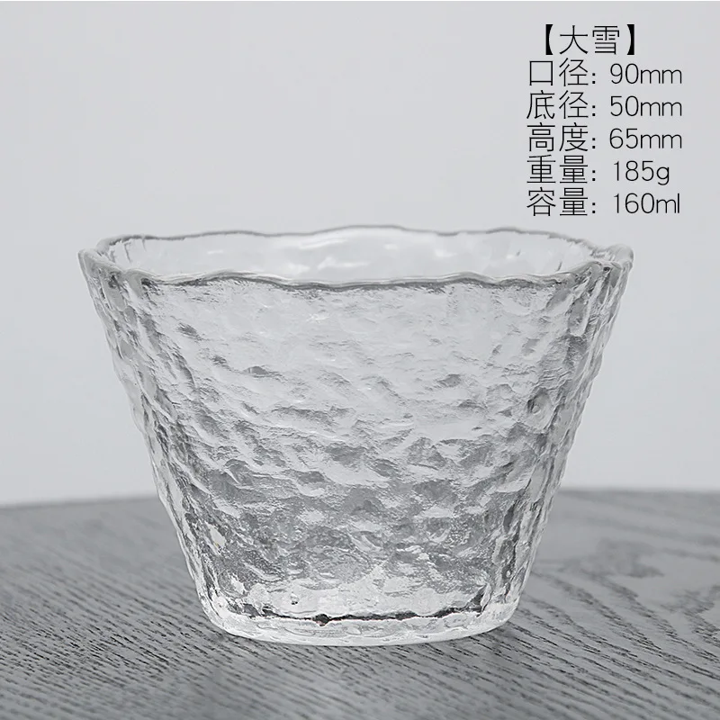 
creative Japanese hammer pattern big snow home Crystal glass small water tea cup 