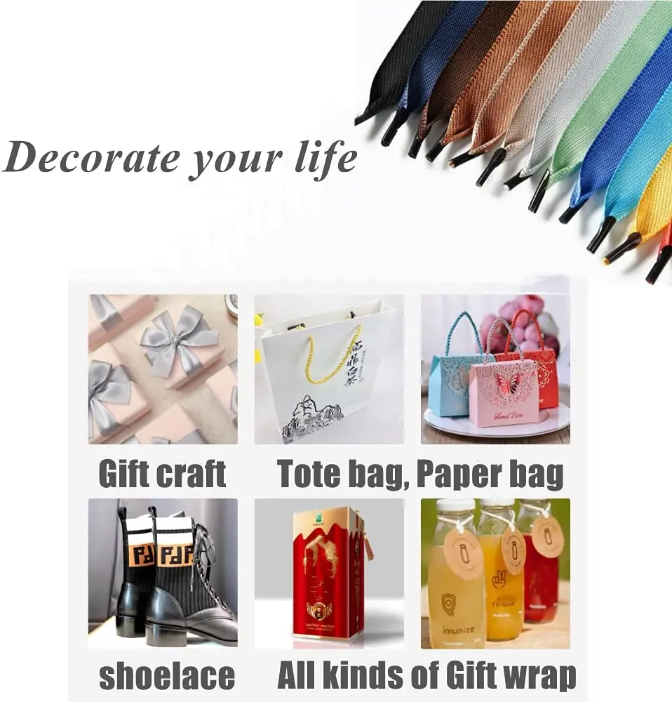 
manufacturer supply polyester grosgrain satin add plastic tips ribbon rope make pull handle for Paper Gift Shopping packing bag 