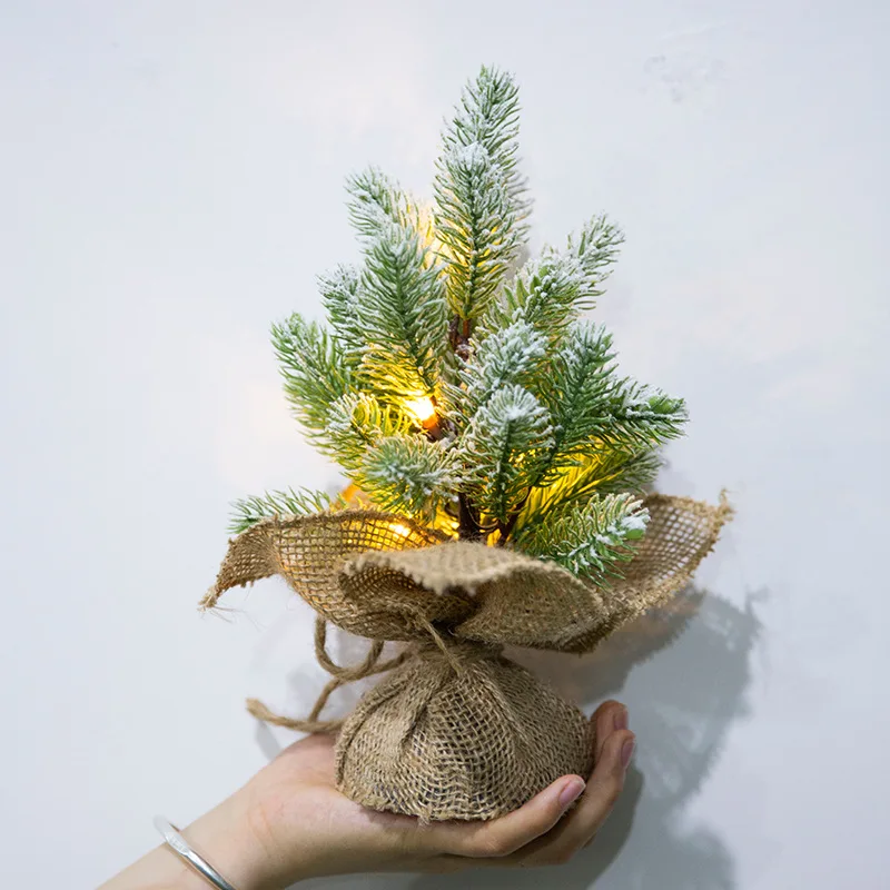 Good quality battery powered Mini Christmas tree rattan stand table Christmas tree with lights