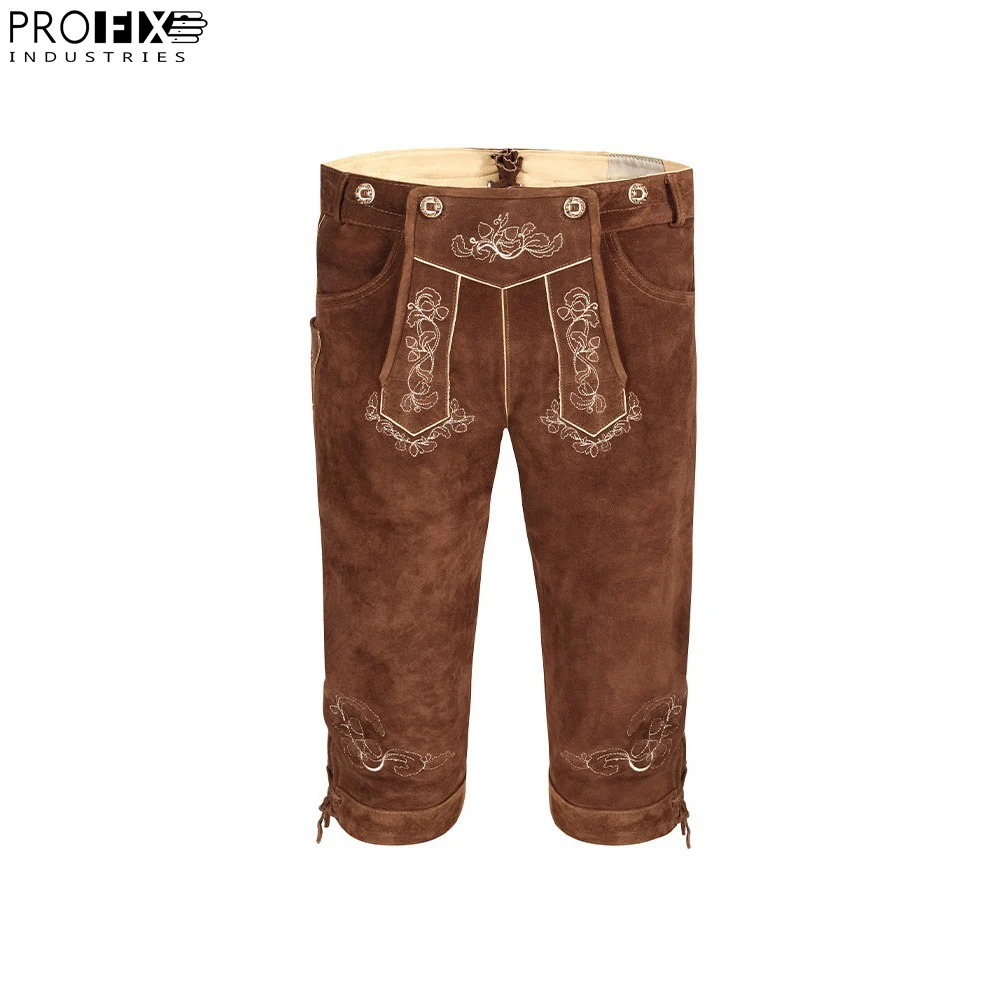 Wholesale Men Best Quality Lederhosen trachyte bund hose lederhosen men knee length leather Black Pants