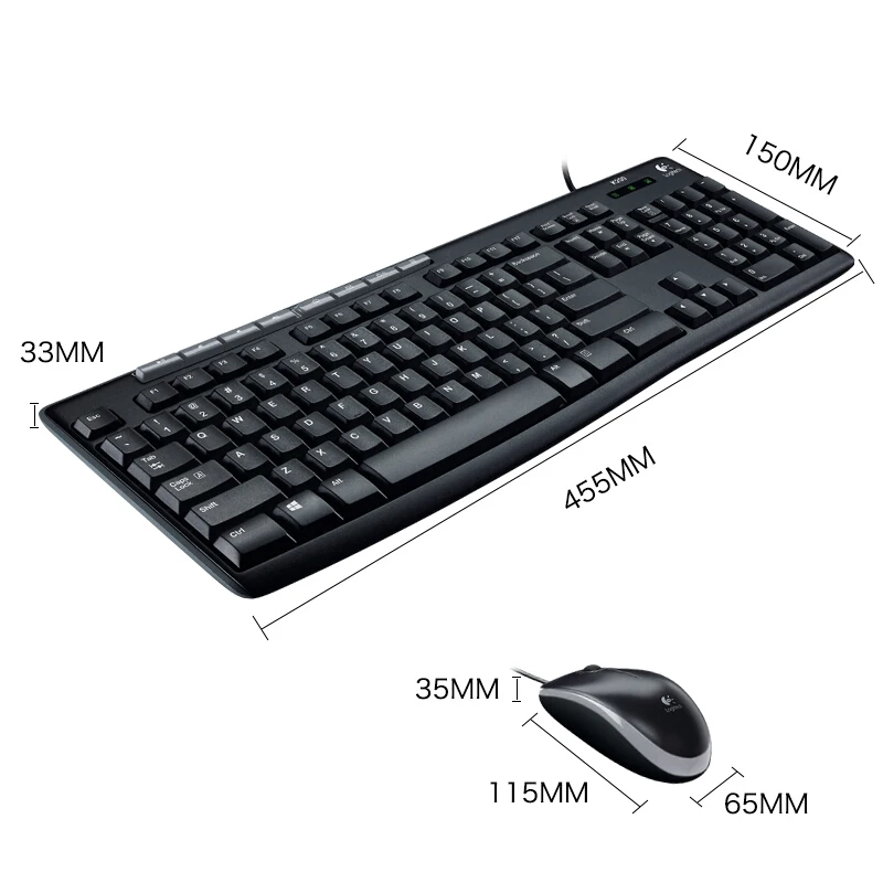 Комплект Logitech MK200 проводная мышь и клавиатура USB компьютерная мультимедийная черного цвета