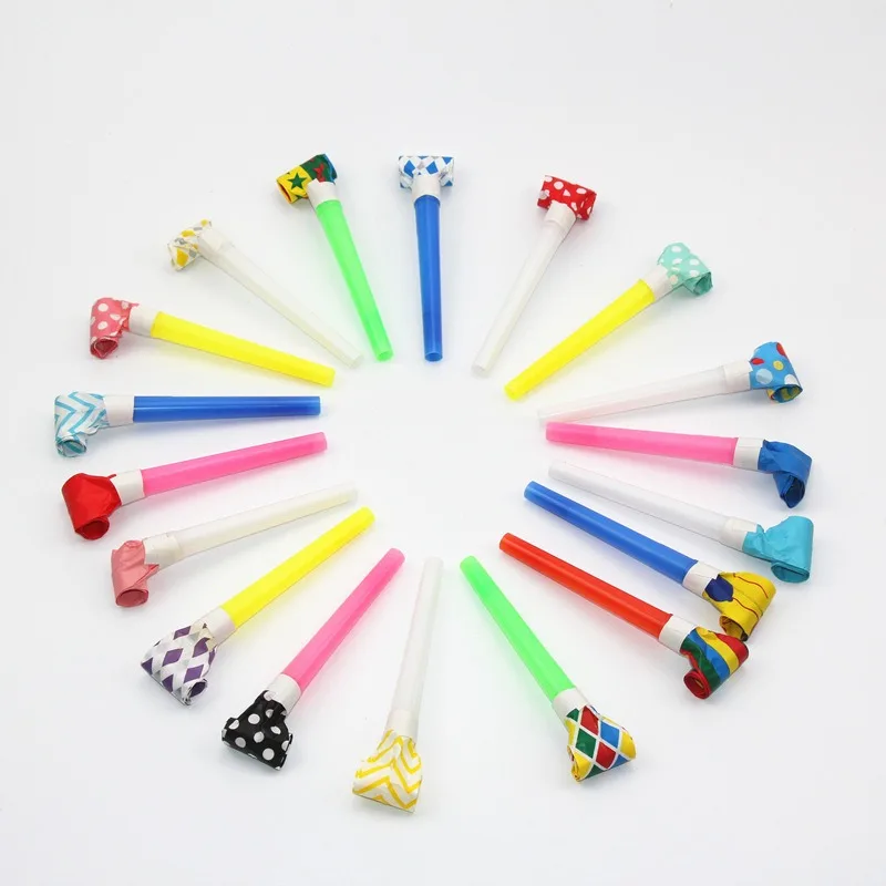 11.5cm party blowouts paper blow horn paper whistle