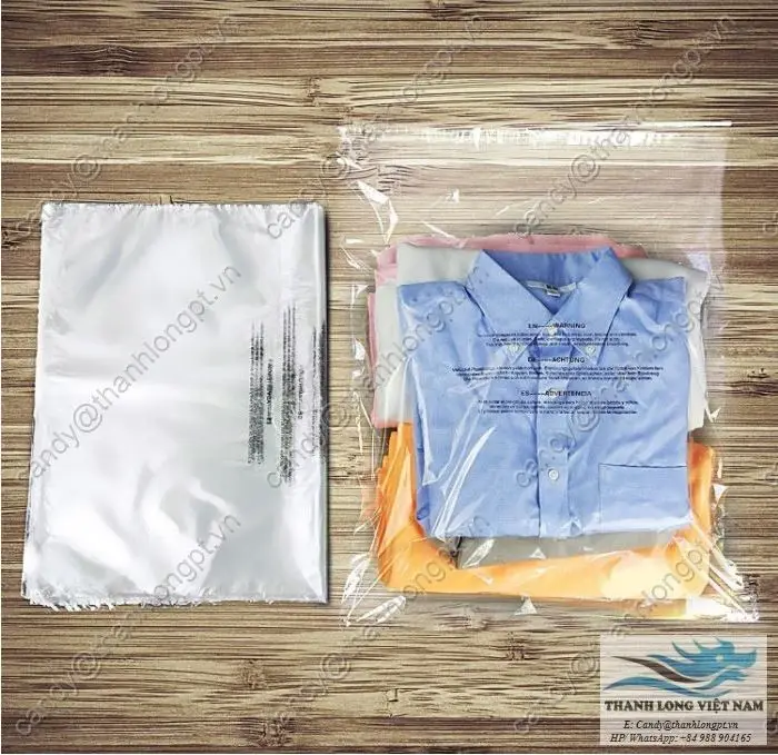 PE Plastic Apparel Garment Packing Bag Transparent for Clothes Vietnam Products Screen Printing Shopping LDPE Side Gusset Bag