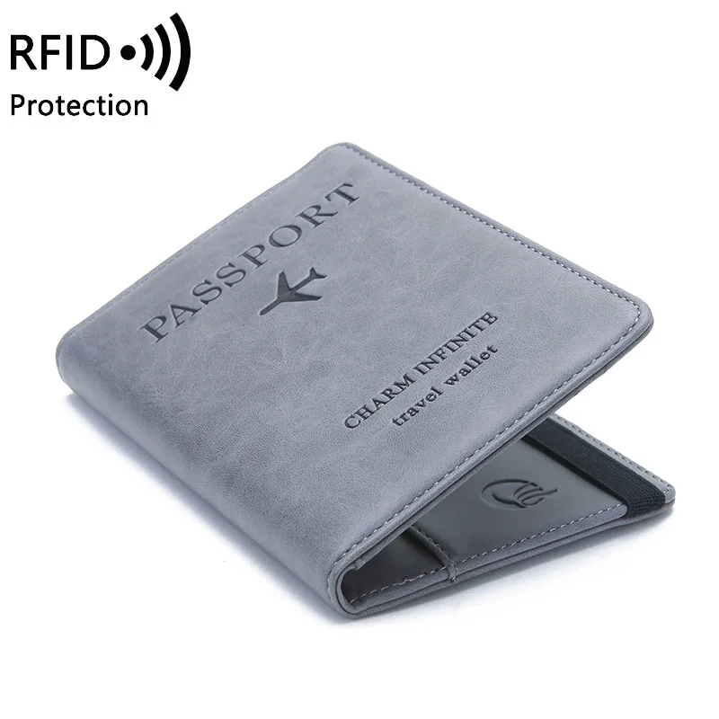 Кожаный кошелек для карт и паспорта мужской путешествий с RFID-защитой