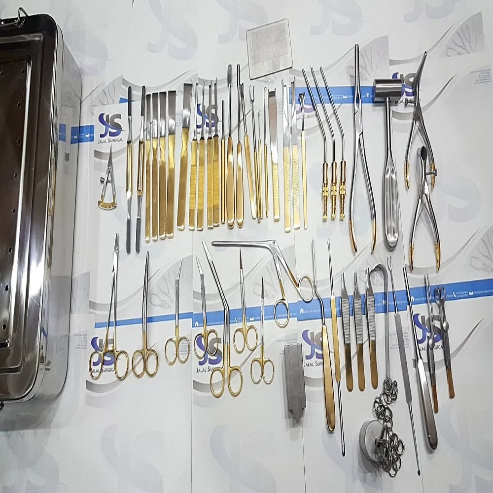 Rhinoplasty Instruments Set of 50 Pcs with Sterilizing Box and Silicone Mat, Plastic Surgery