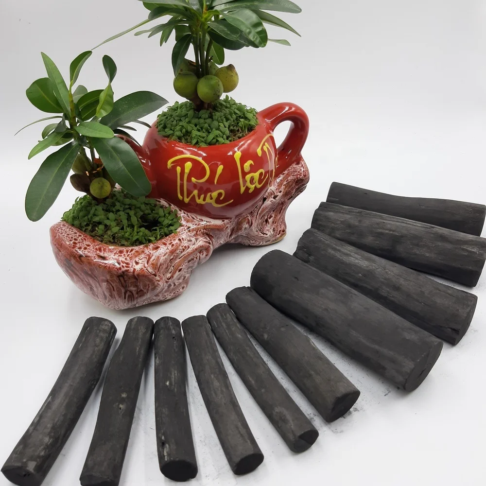 WHITE CHARCOAL Hard Wood Barbecue (BBQ) Silver White Minh & Nao 4-6 Hours Odourless Smokless 95% Min MN_EC01 Carton Stick 8500