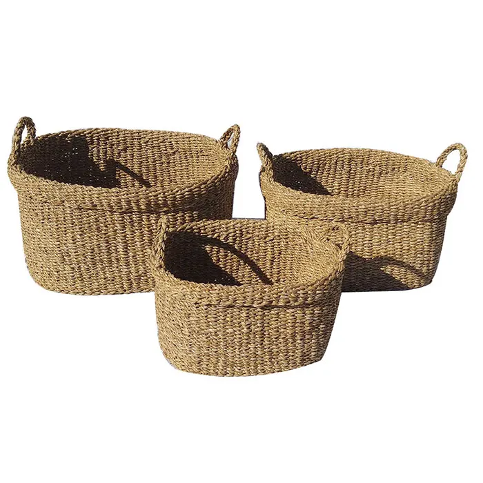 Woven handmade seagrass kitchen storage basket for kitchen room decoration