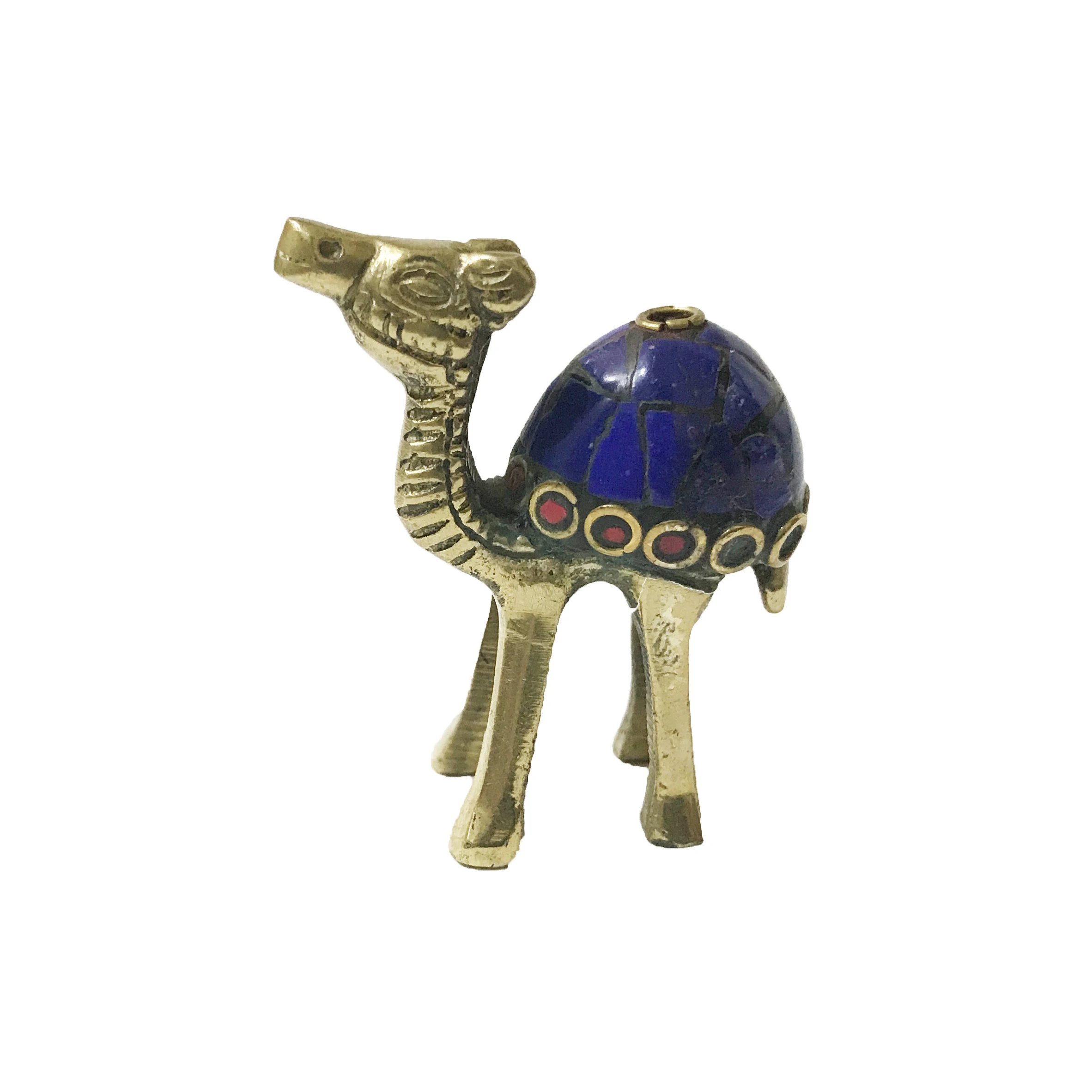 Camel Incense holder made in brass with stone work for Indian incense sticks NIEN handmade finish silver and gold