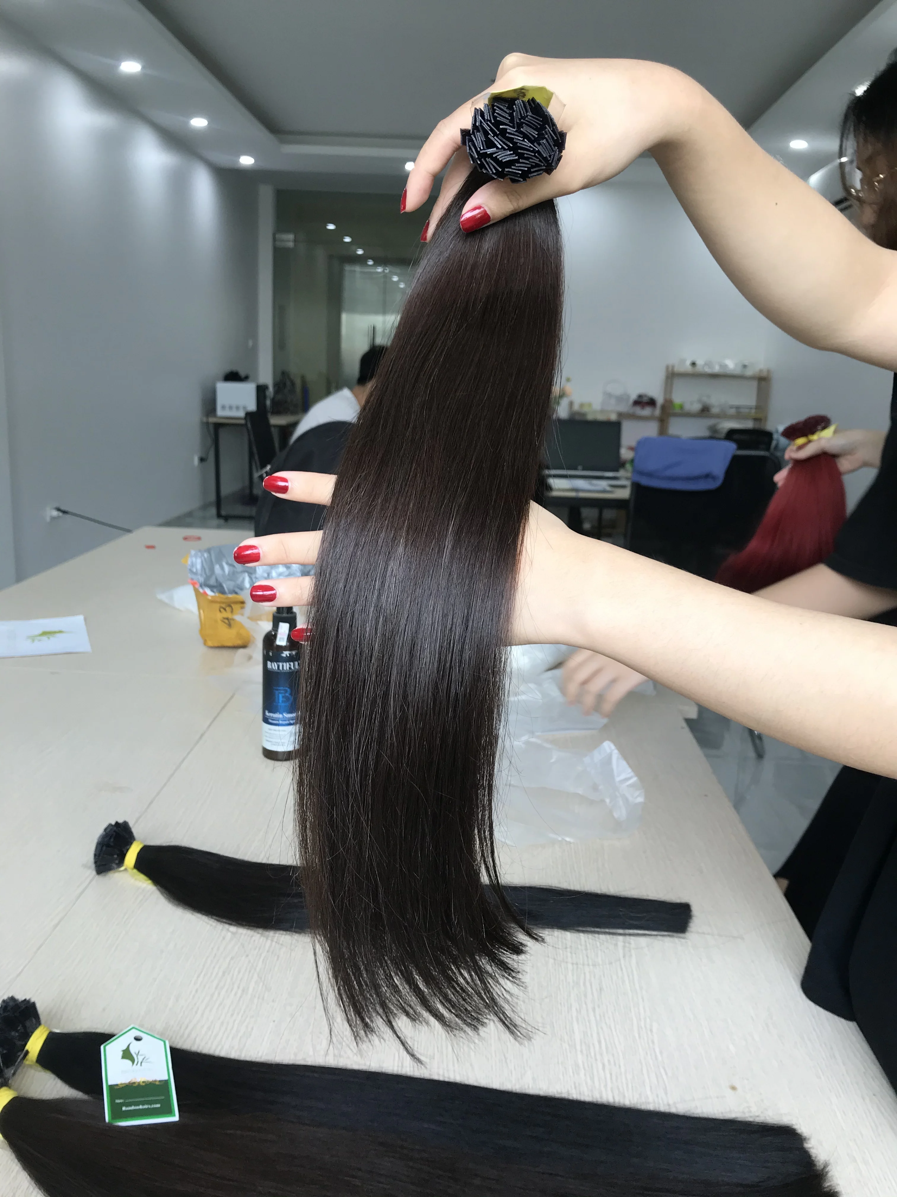 Straight Luxury good quality hair colorful keratin hair extensions Vietnam human virgin hair