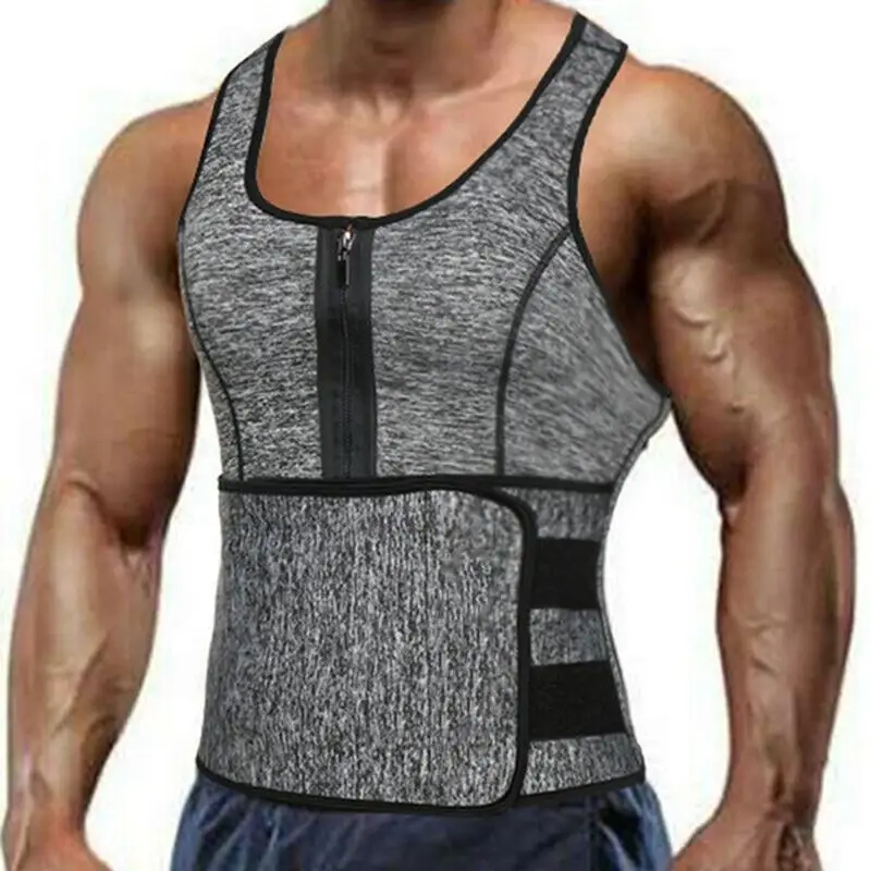 Мужские спортивные Платье с резинкой на талии тренер Body Shaper Майка рубашки коротким рукавом тренировки фитнес-поддержка спины гимнастический костюм 100% хлопок 20