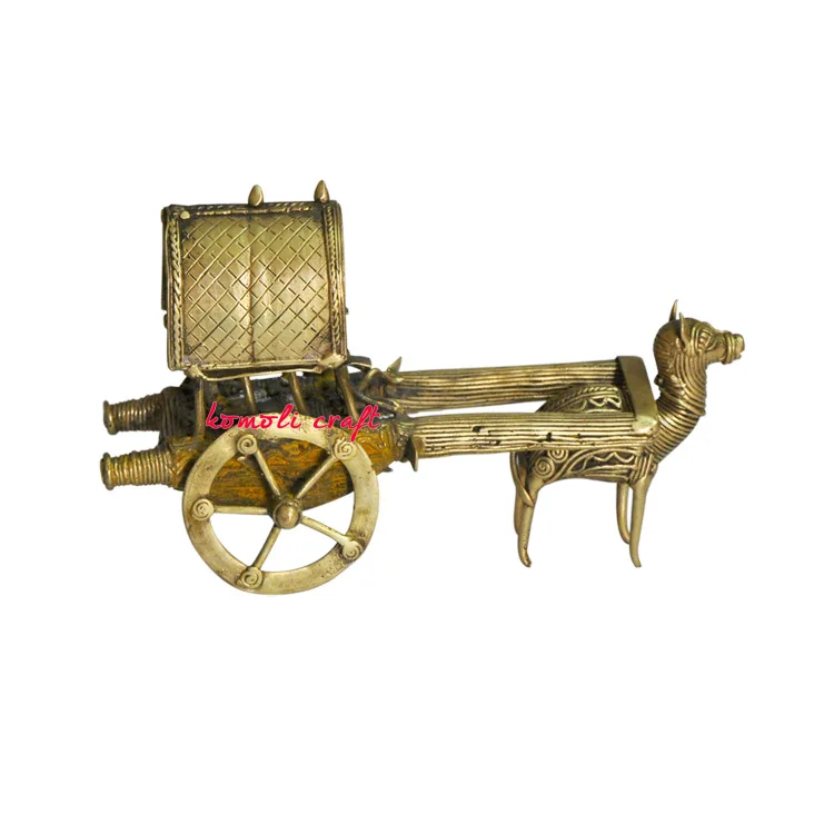 Dhokra cart miniature bronze metal sculpture for home decorative miniatures