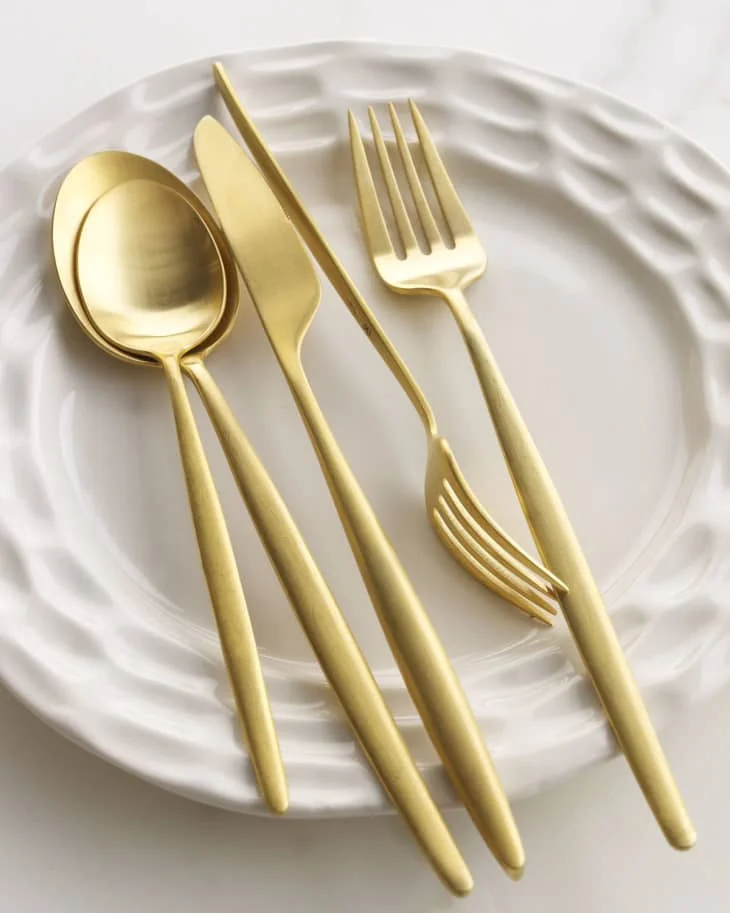 Handmade Gold Plated Set Of 6 Metal Cutlery in New Style Metal flatware handmade metal Spoon and Fork in Wholesale price