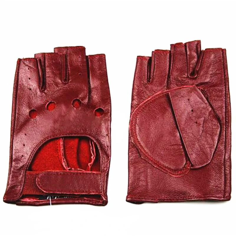 Leather gloves men Thin Fashion Hollow Style Color Sheepskin Outdoor Motorcycle gloves Riding  Driving gloves