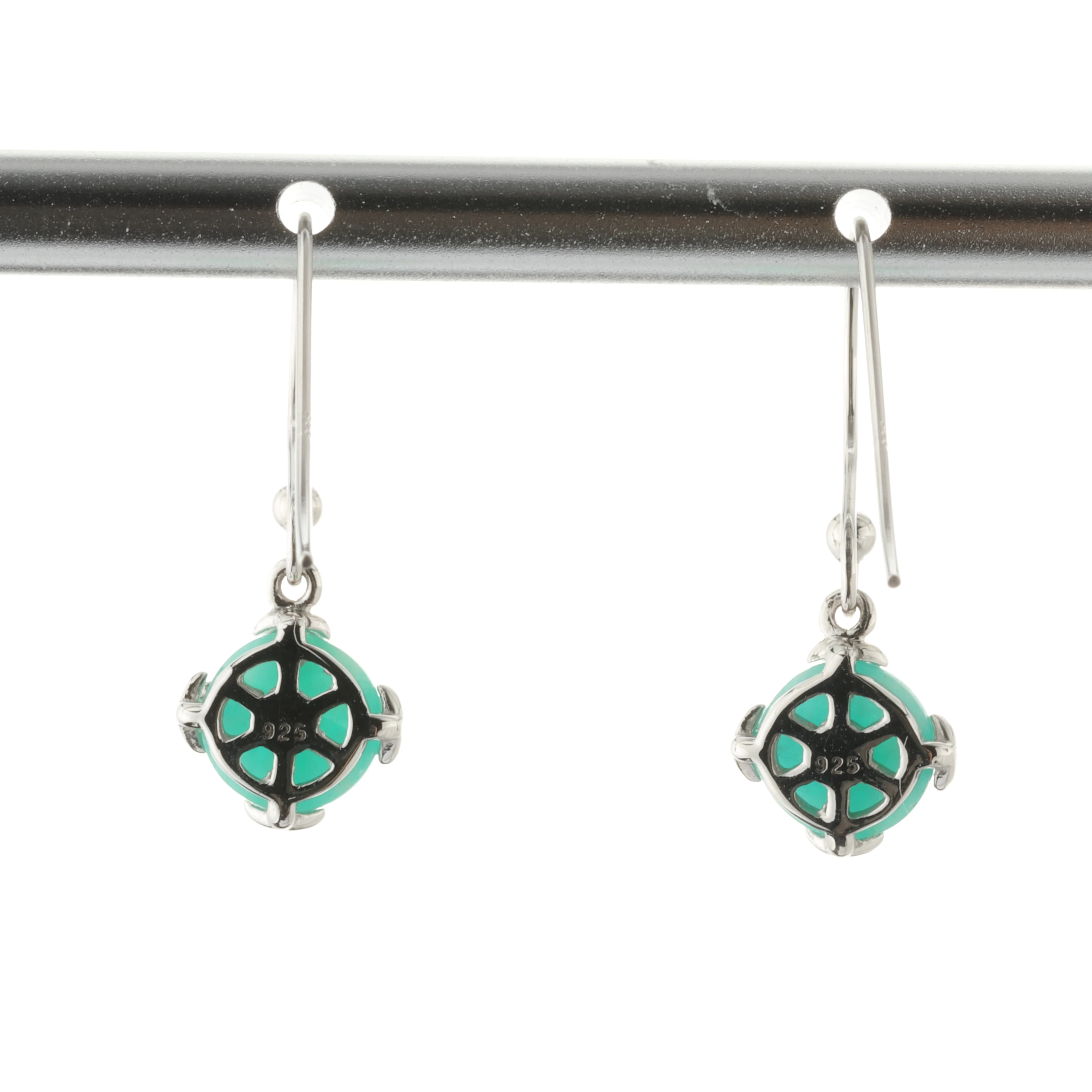 925 Sterling Silver Jewelry Rhodium Plated Snowflake Amazonite Stone Earrings Silver Hook Hoop Earrings For Women