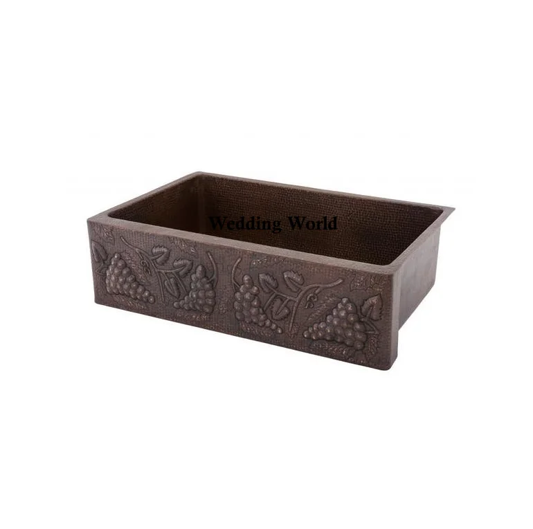 Copper Double Bowl Sink Classic Stylish Flower Designer Fancy Undermount Kitchen Sink Customized Size Fancy Copper Sink