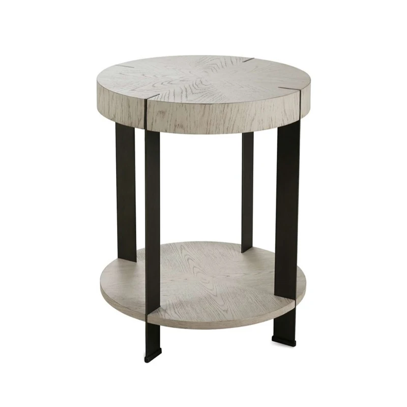 Solid White Dual Slab Wood Side Tables Corner Tables