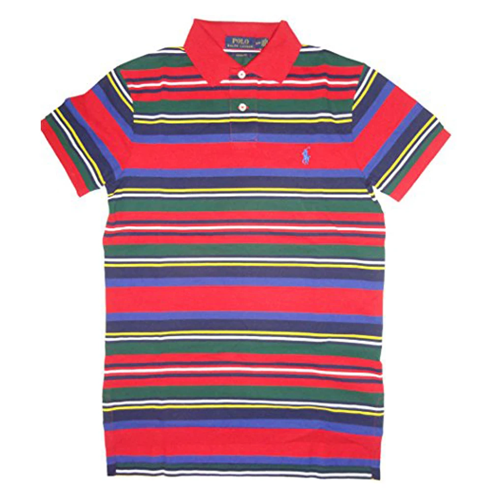 
100% Cotton Yarn Dyed Striper Three Colour Polo Shirt 