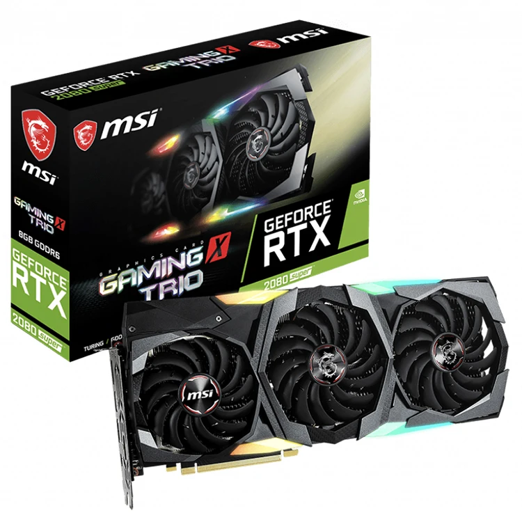 MSI NVIDIA GeForce RTX 2080 SUPER GAMING X TRIO 8G Used Graphics Card with GDRR6 256-bit Memory Ray Tracing Turing Architecture