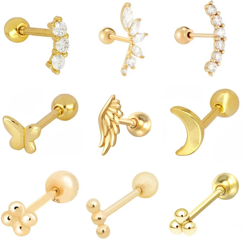 CANNER Tarnish Free Jewelry 18K Gold Plated Piercing Jewelry Ear Piercing Earrings Studs