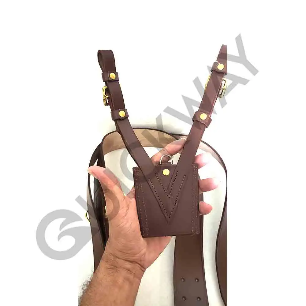 Factory Custom Ceremonial Cross Belts Brown Single Color and Gold Simple Buckle Cross Belt