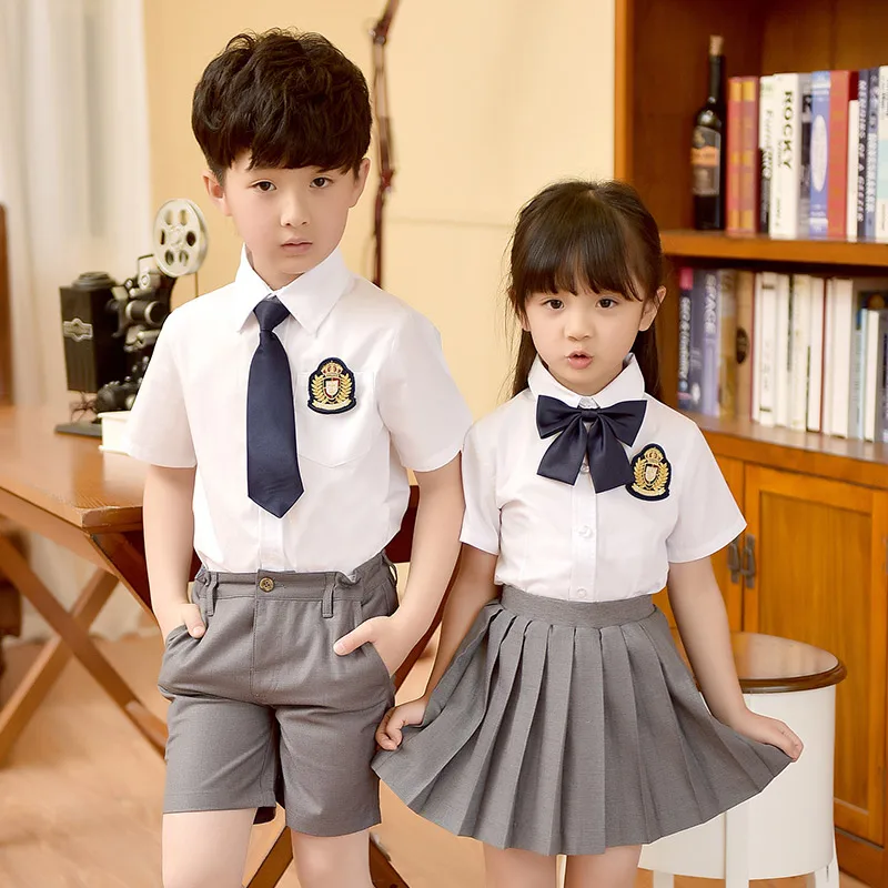 Высококачественный летний Школьный костюм из двух предметов для девочек и мальчиков школьная форма детская одежда сделано во Вьетнаме