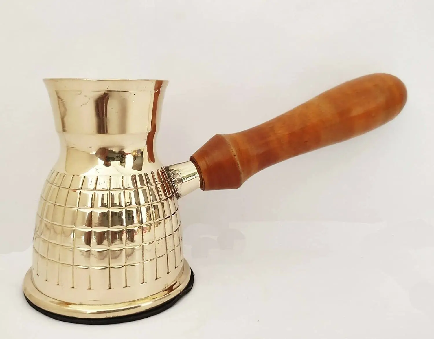Golden Turkish Greek Arabic Coffee Pot Brass Metal Coffee Maker Cezve Ibrik Briki with Wooden Handle For Home and Restaurants