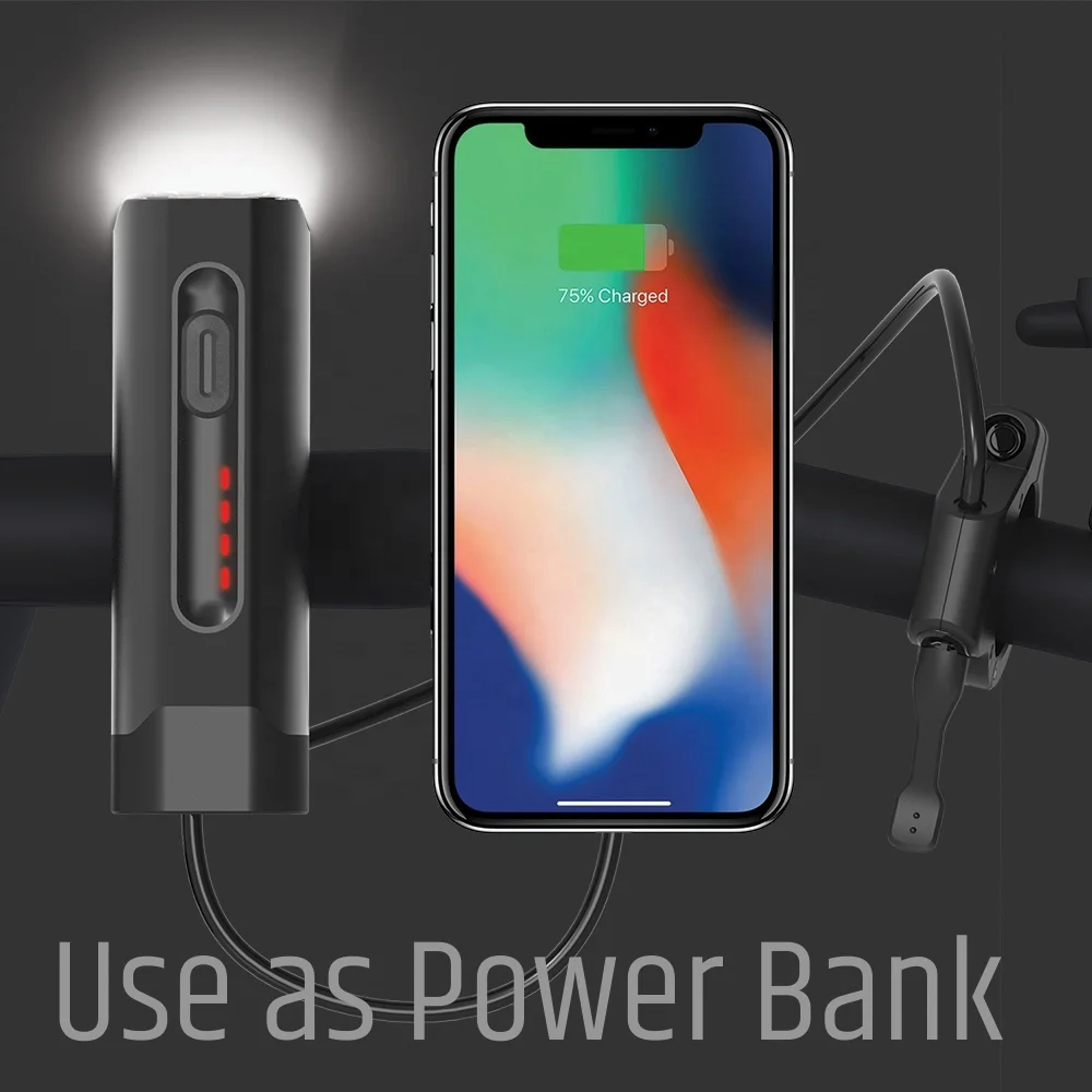 Профессиональная вспышка велосипедный передний фонарь USB Перезаряжаемый 1000 люмен с функцией внешнего аккумулятора