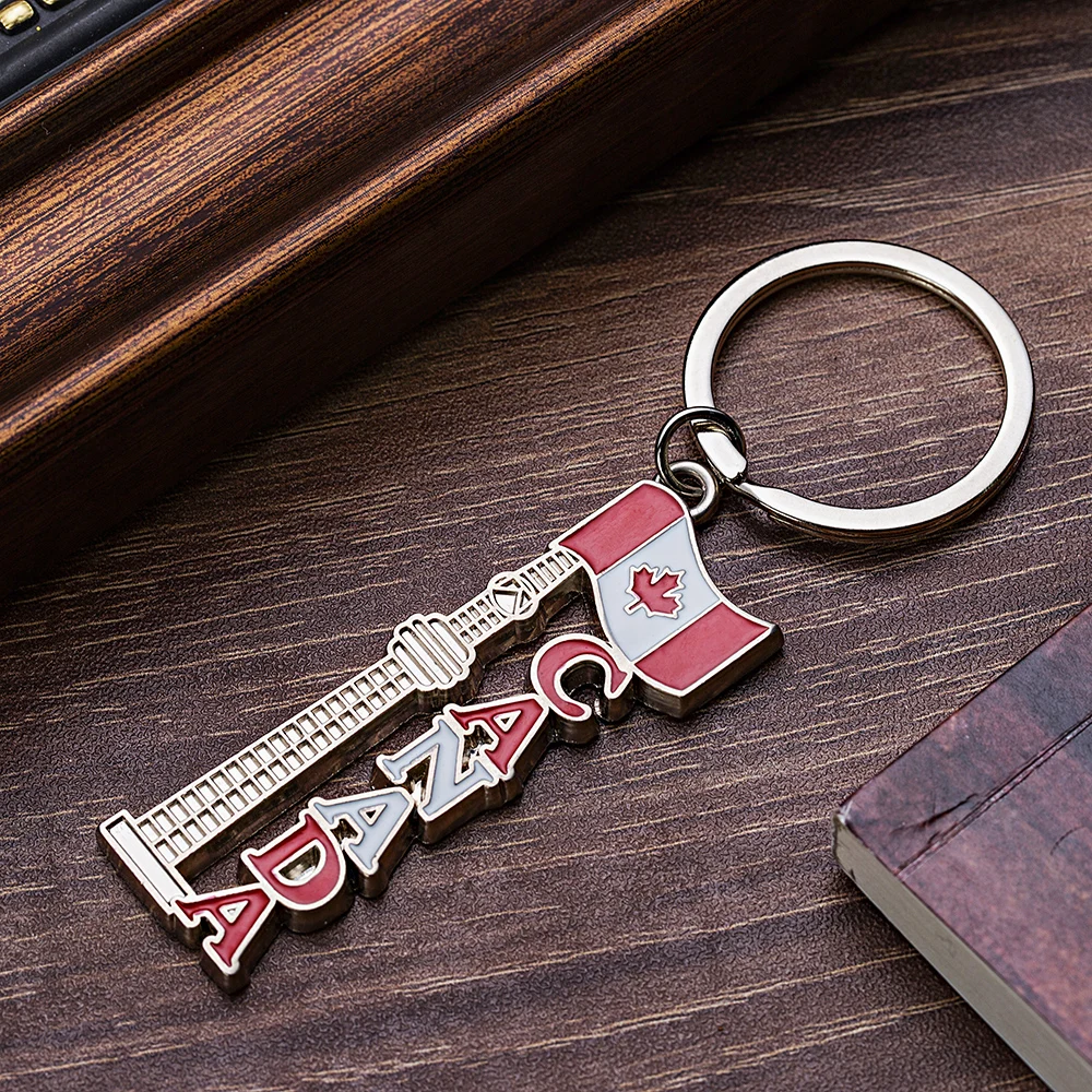 ZInc alloy enamel custom metal canada souvenir flag keychain