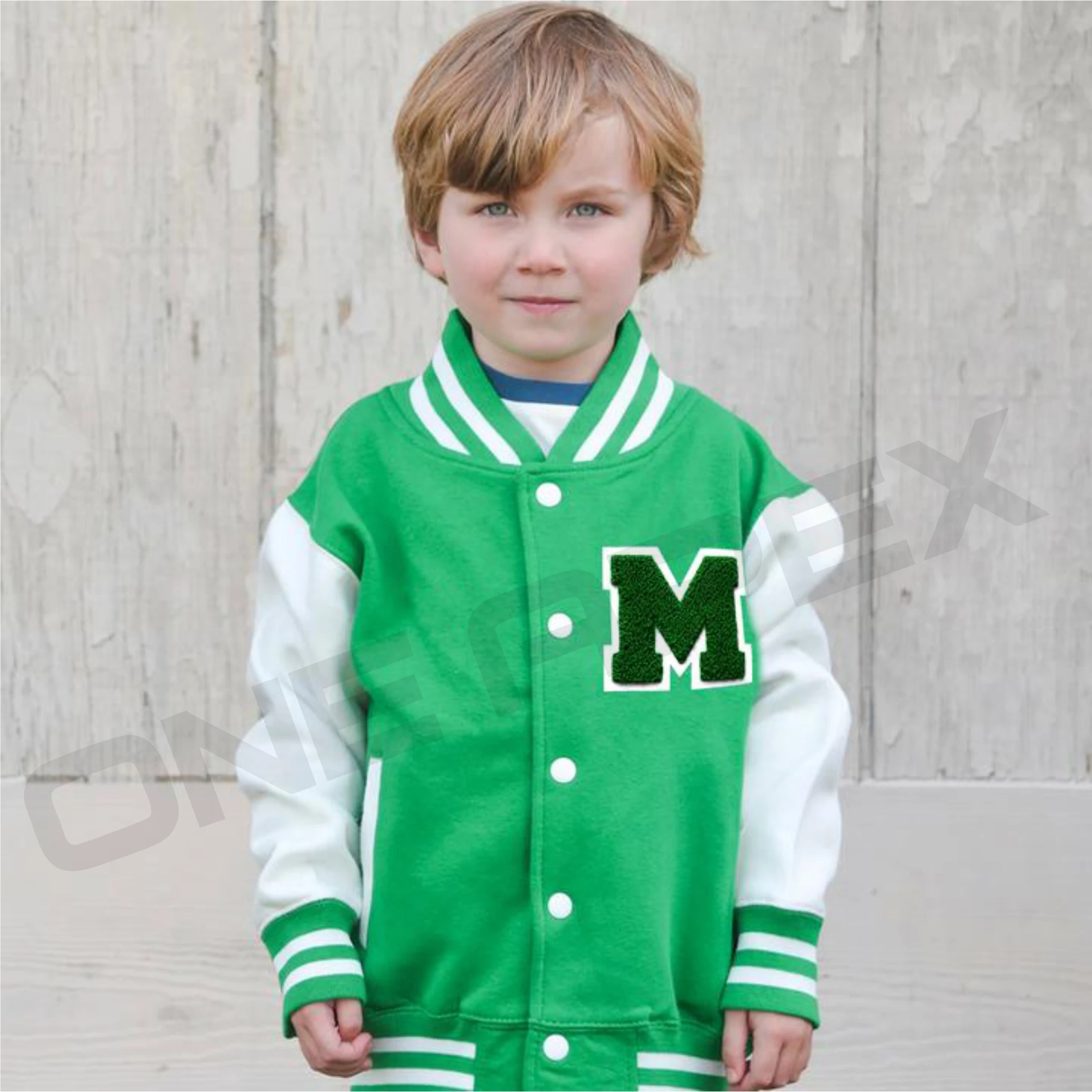 kids  style outdoor fashion lettermen jacket with fashion and leather sleeves custom design baseball jackets for Baby boy