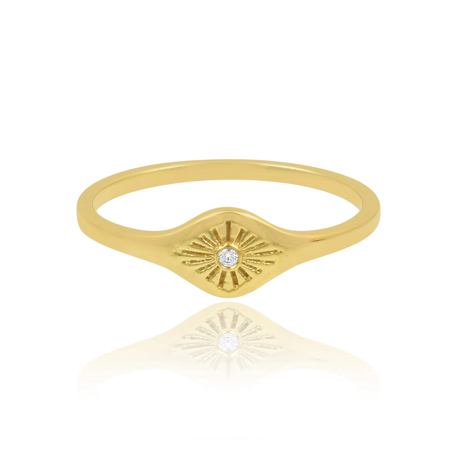 Natural zircon white gemstone gold plated 925 sterling silver jewelry for modern woman for office and signet style