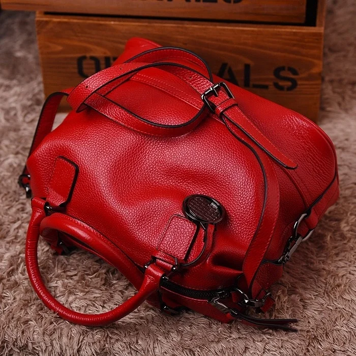 Red Royal look Cross body tote shoulder bag for ladies made with genuine leather