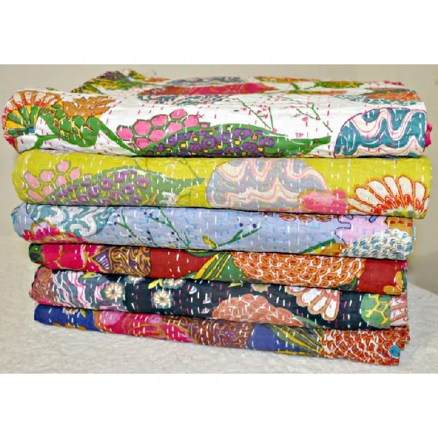 Оптовая продажа одеяла kantha рождественские подарки богемное Тропическое покрывало Kantha для дивана двухместное