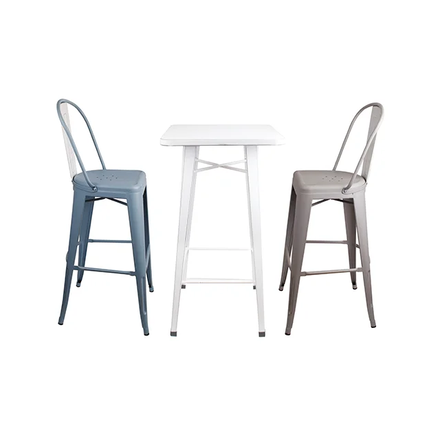 Modern Design Square Metal Iron High Bar Tables 4 Legs Tall Table