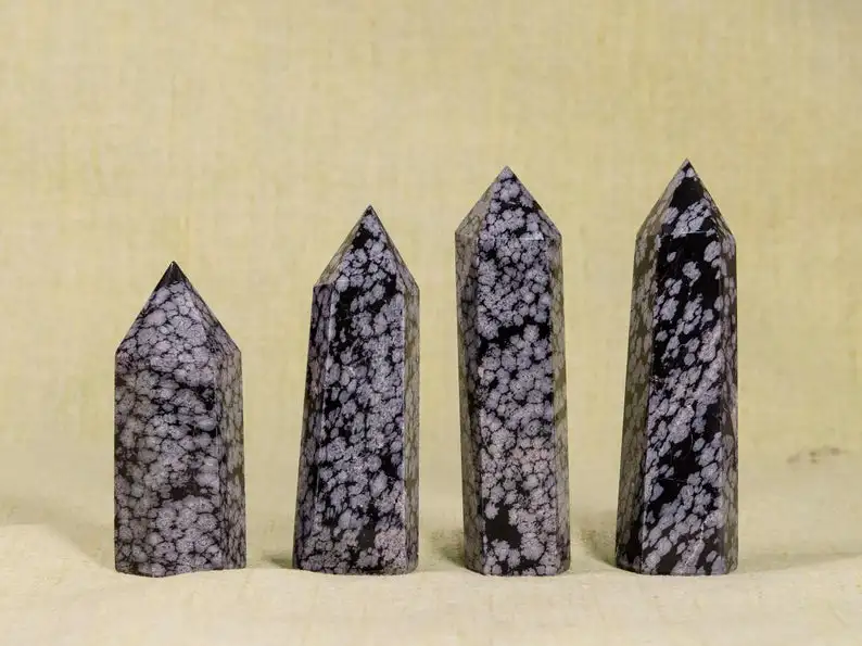  Кристальный точечный Снежинка обсидиан Природный башня камень исцеляющий обелиск чакра драгоценный рейки Агат