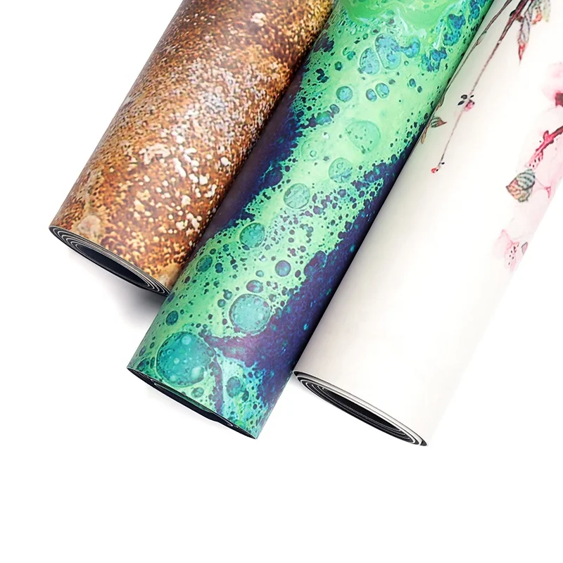 Professional manufacturer eco friendly custom printed pu rubber yoga mat with alignment line