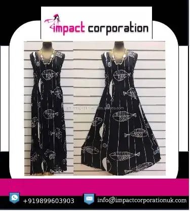 New trending Design Unique Style Long Maxi Fish Print Dress Sleeveless exclusive style Dresses