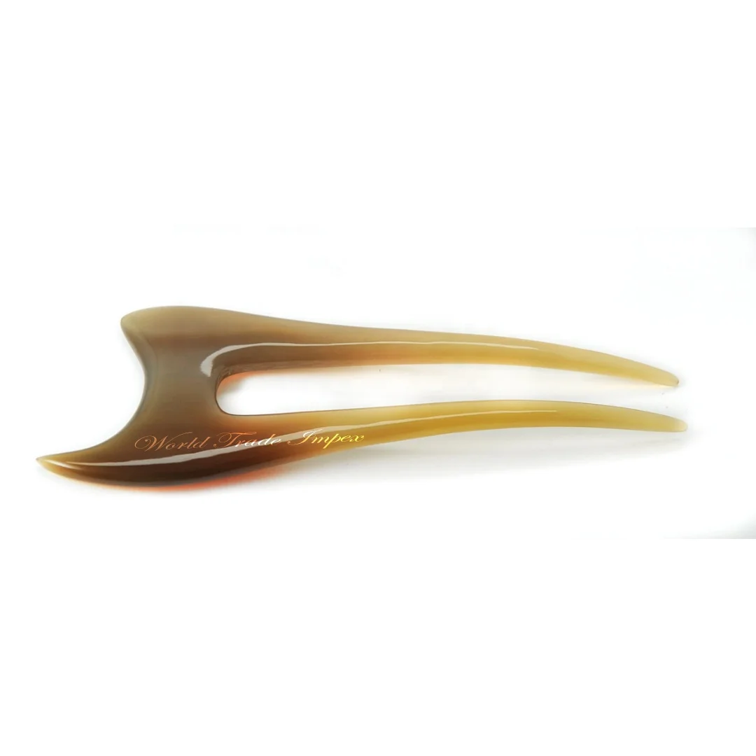 
Two prong stunning design hair fork made of ox horn for women 