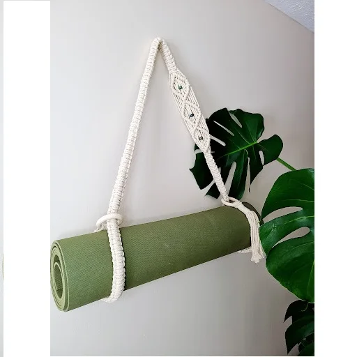 Standard Quality Macrame Yoga Mat Holder Pure Cotton Yoga Mat Carrier Yoga Mat Shoulder Back Strap With Tassel
