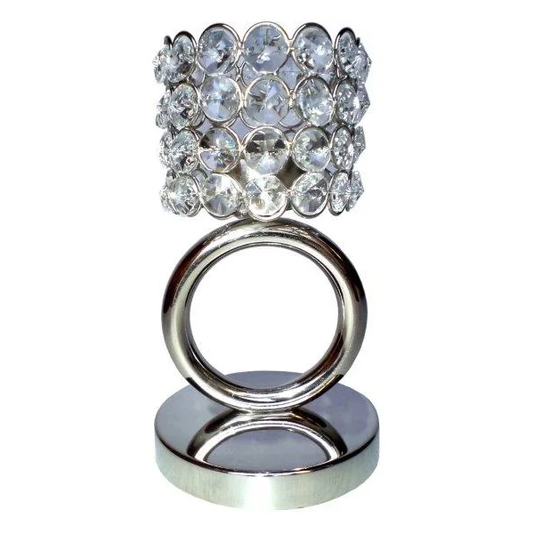 Handmade Aluminium Silver Candle Holder customized logo print stylish casual Tree Design Crystal Tea Light Holders