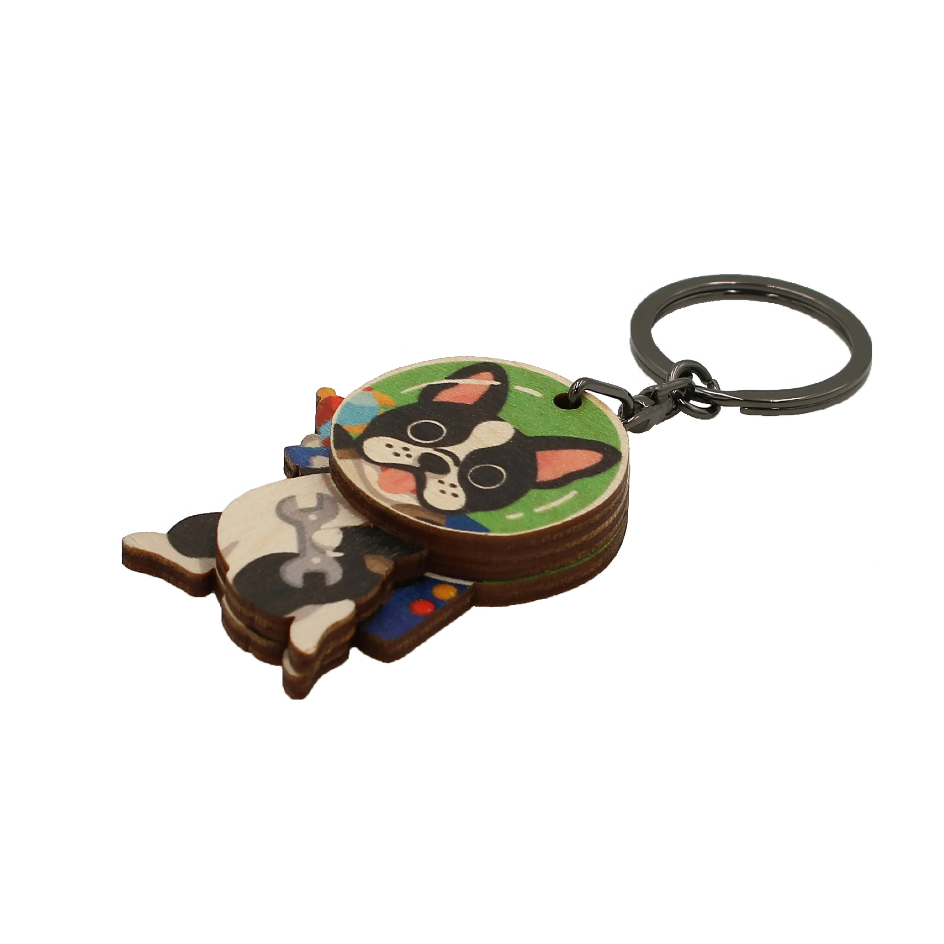 Ready to Ship 3D French Bulldog Wooden Keychain Dog Souvenirs