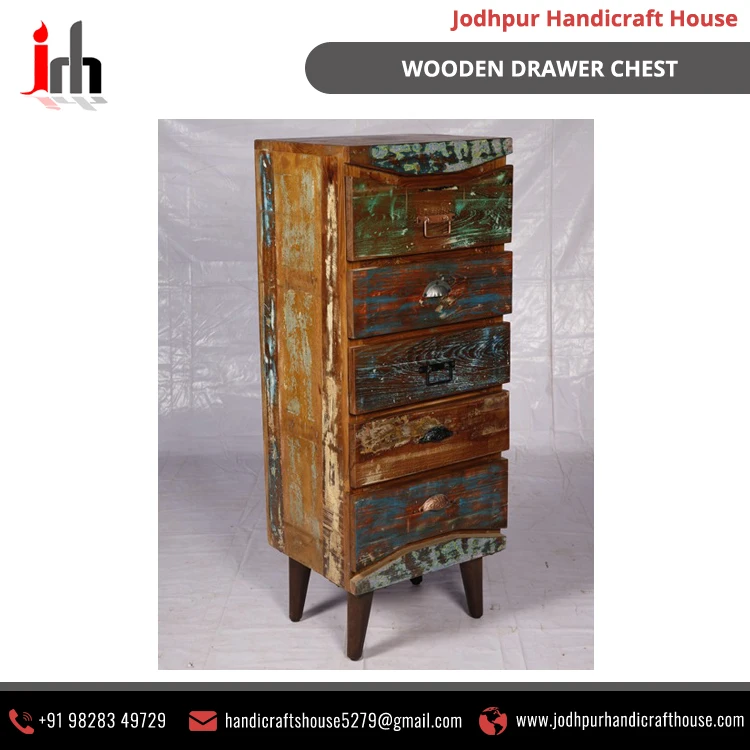 2021 Bulk Selling Strong Material Industrial & Vintage Wooden Tall Multi-Drawer Chest Cabinets for Home