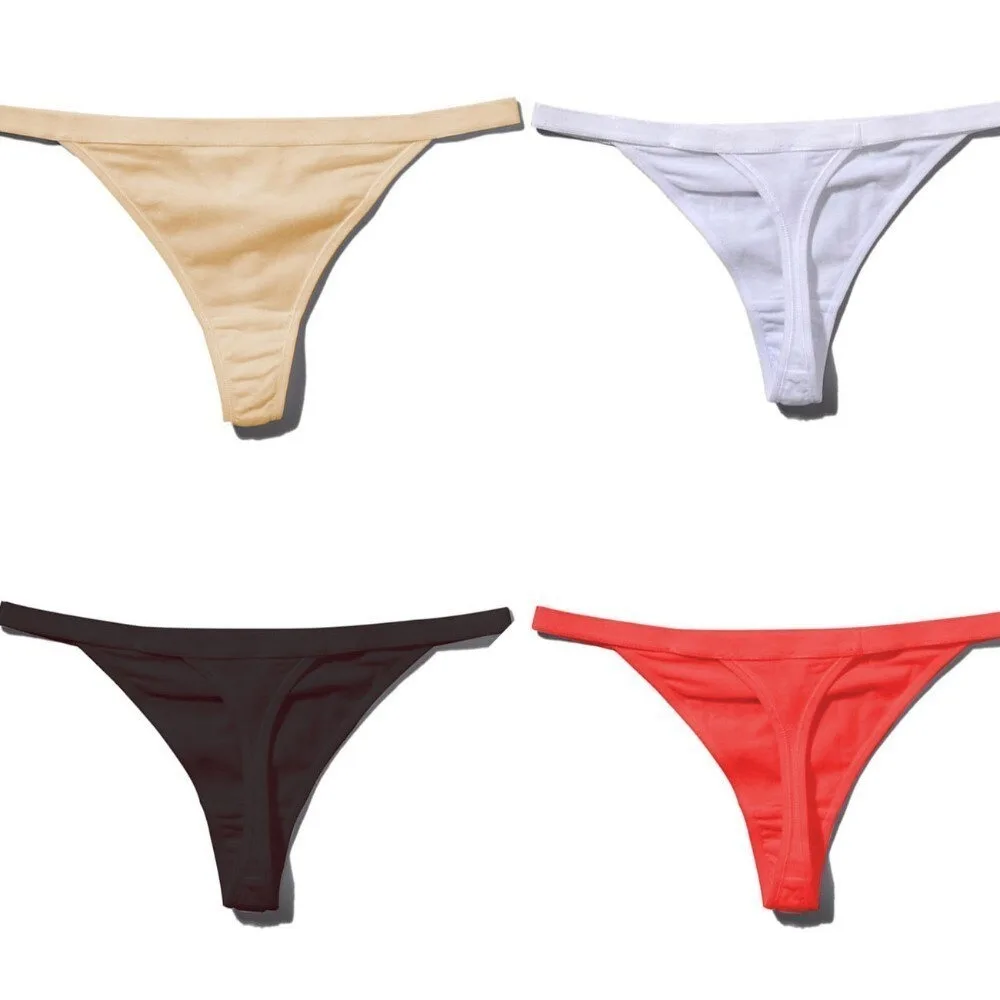 Women Cotton Thongs Sexy Low Waist Underwear Panties for Female Lingerie Underpants Solid Soft Lace G String & Thong Briefs