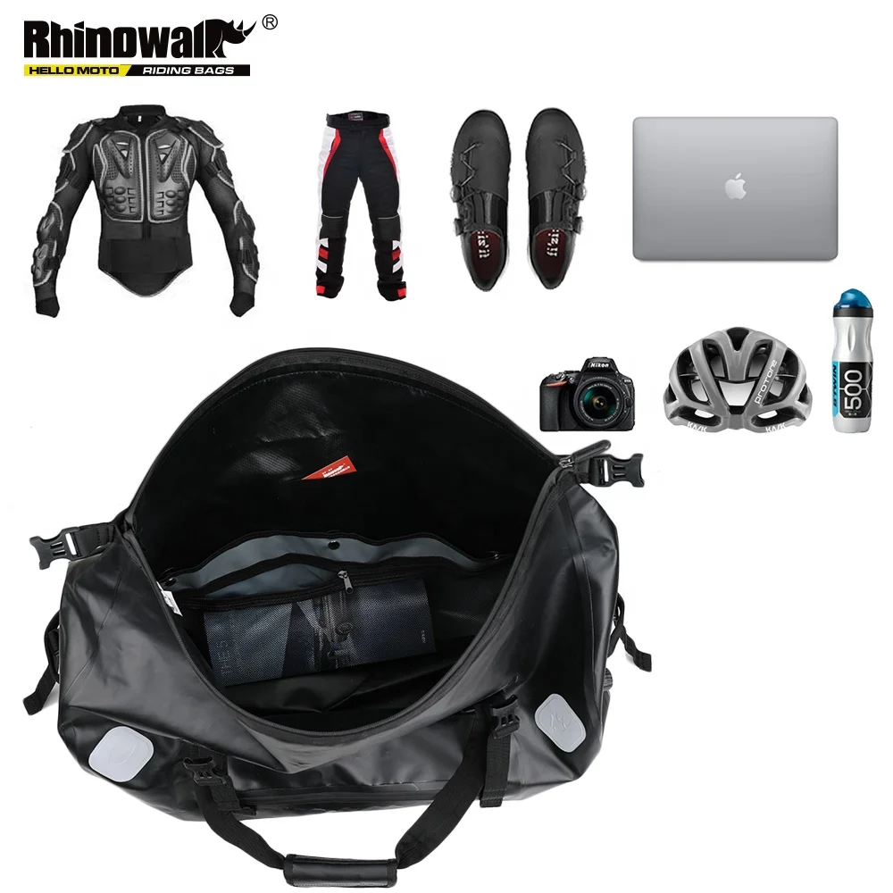 Rhinowalk Custom  Logo 65L Waterproof Motorcycle Bag Motorbike Duffle Rear Bag saddle duffel tail bag for motorcycle