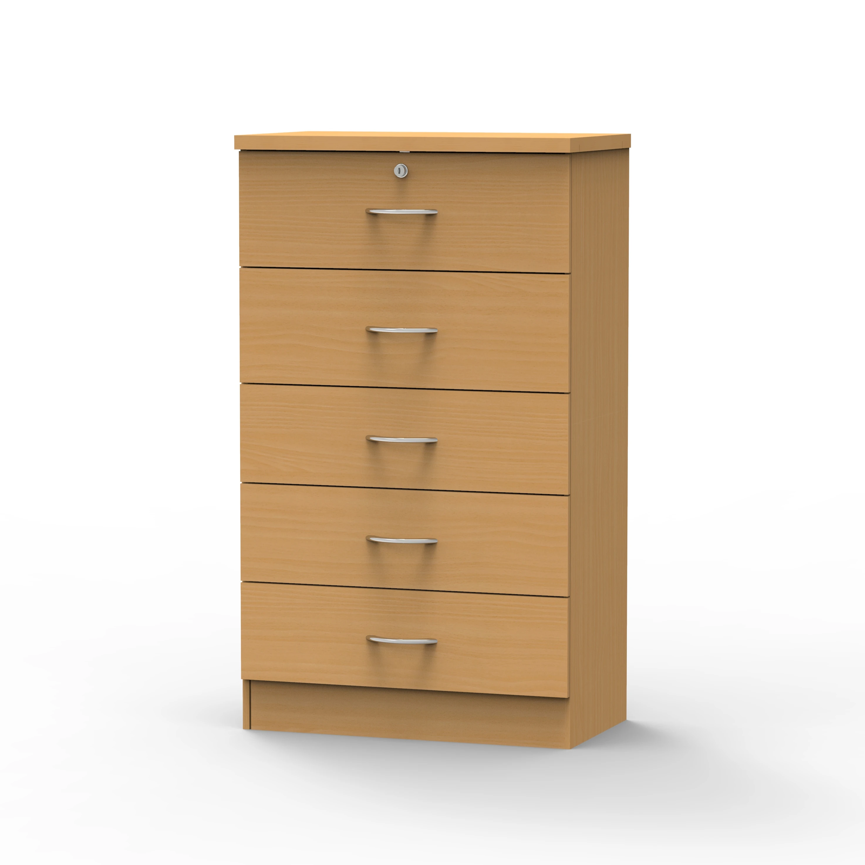 5-Drawer Chest of Drawers for Bedroom Living Room Kids Made in Malaysia Wood Top Cabinet With Lock