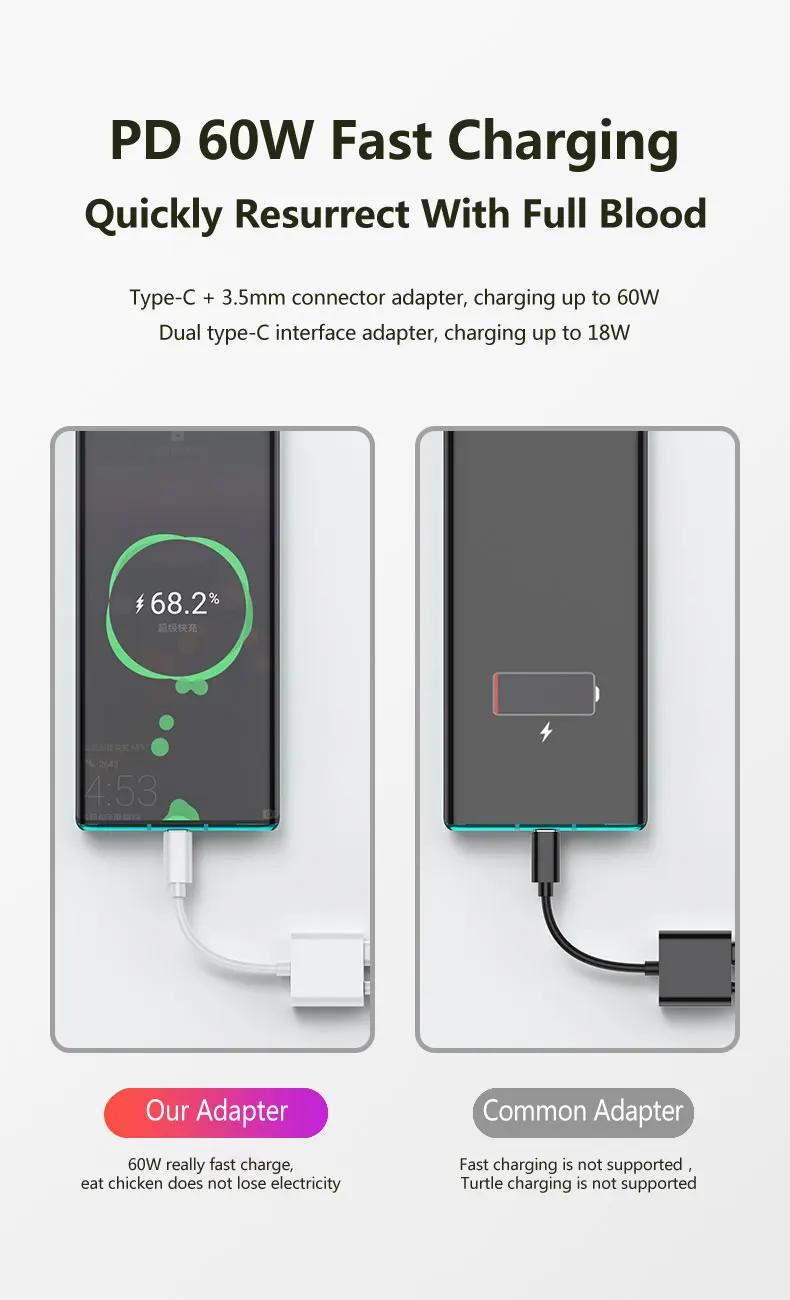 USB-адаптер типа c зарядное устройство аудиокабель 2 в 1 USB Type-c до 3 5 мм адаптер