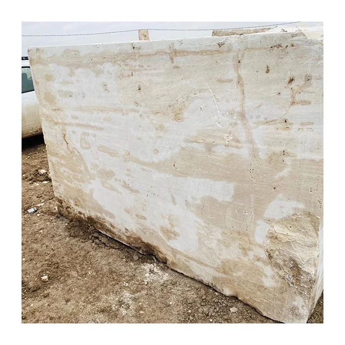 White Turkish Travertine block price ton for sale
